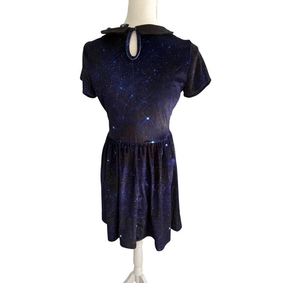 DOCTOR WHO Velvet BBC Galaxy Print Collared Dress Size Medium - Picture 3 of 9